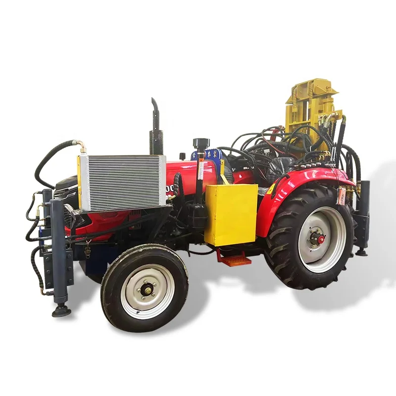 High Efficiency 40HP Diesel Tractor Mounted 200m Deep Hydraulic Underground Water Well Borehole Drilling Rig Machine