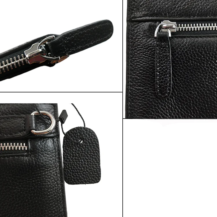 Factory wholesale pu leather zip handbag clutch bag for men business