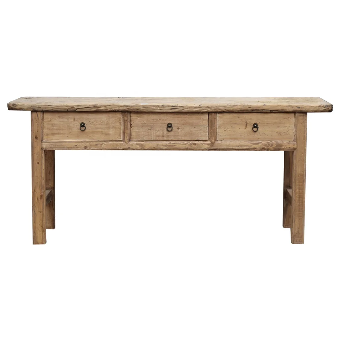 chinese antique reclaimed wood three drawers natural computer writing table