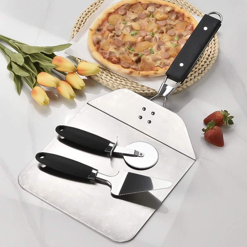 Pizza baking Tools Stainless Steel Pizza peel Set Pizza Wheel Cutter set