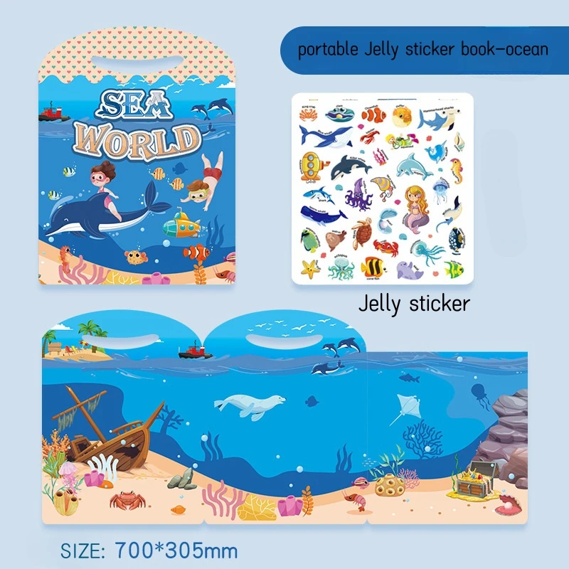Portable Jelly Quiet Book Reusable stickers for Baby Hands-on Brain Ability to learn cute waterproof jelly stickers for kids
