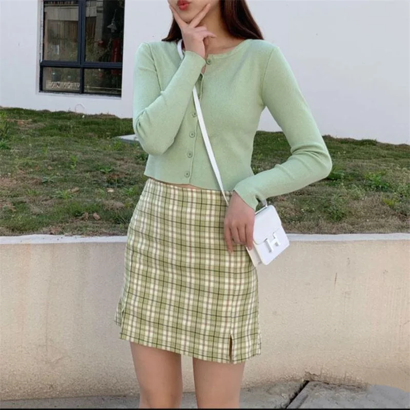 2022 Spring Korean O-neck Short Knitted Sweaters Women Thin Cardigan Fashion Short Sleeve Sun Protection Crop Top