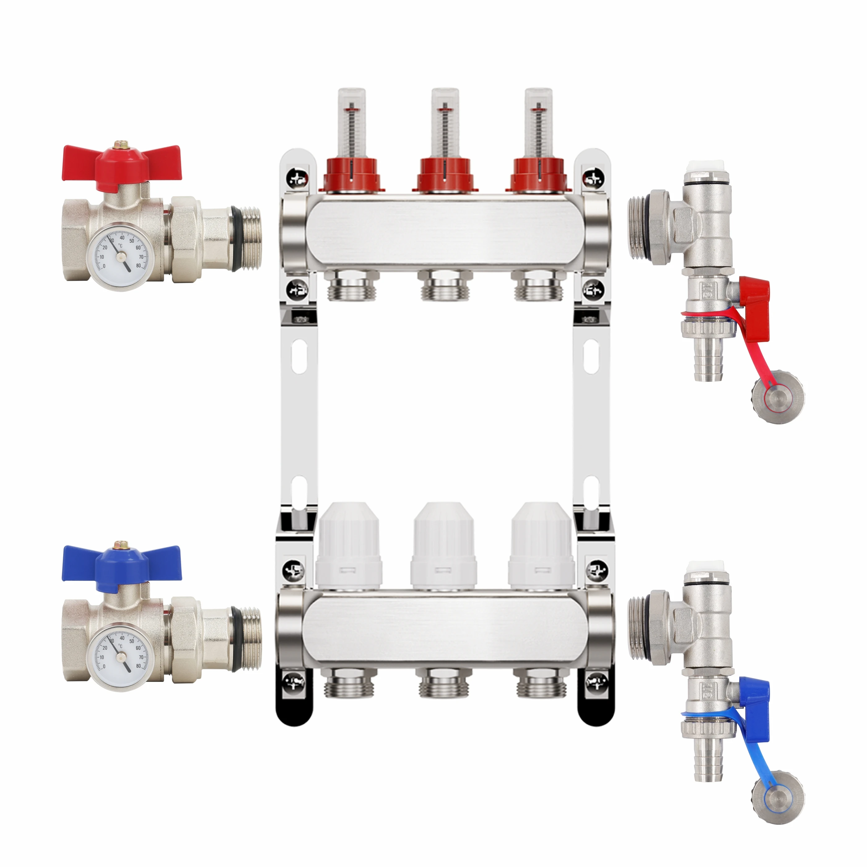 ZHONGLIANG Brass hydronic underfloor heating nickel coated stainless steel manifold pump pack