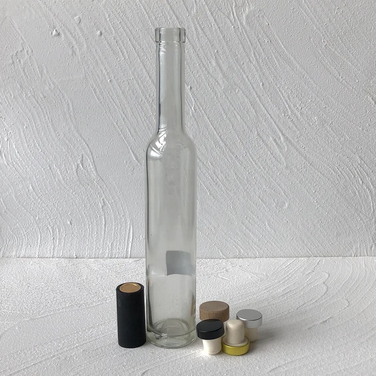 375ml 12.5oz  Clear Glass Wine Bottle Capsule Hot Shrink Wrap Drink Ice Wine Glass Half Bottle With Cork Stopper