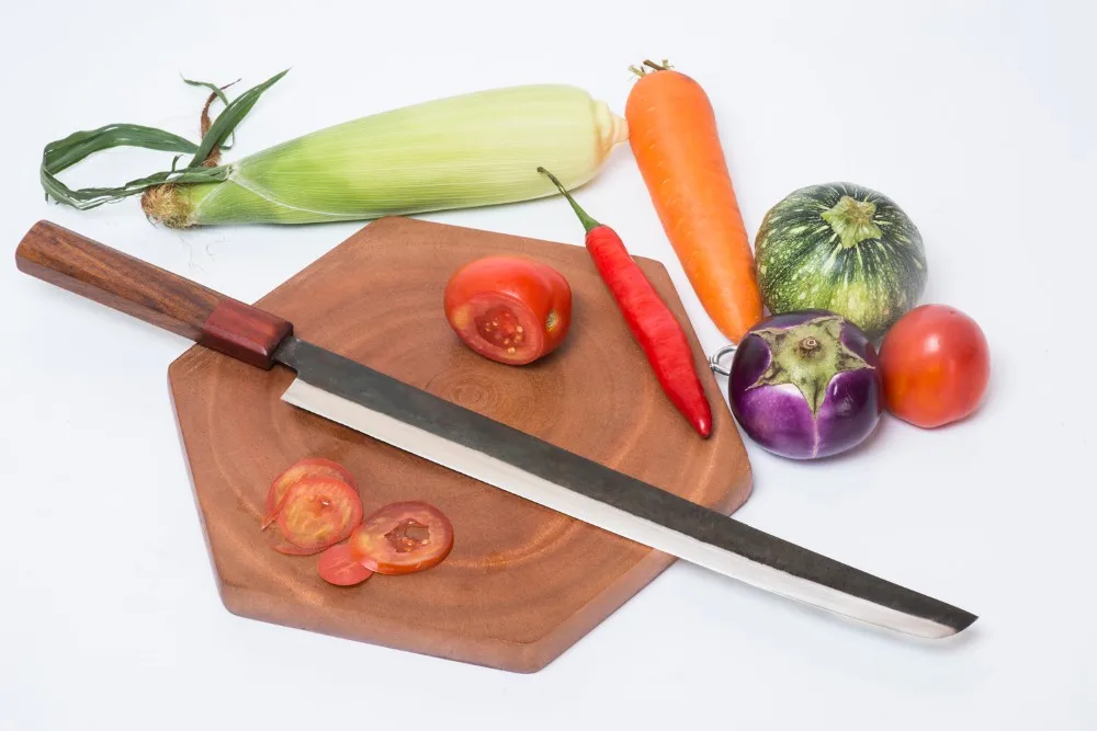 Cheap Japanese Kitchen Knife  Sashimi Hand Forged Knife Ebony Rosewood Wooden Handle