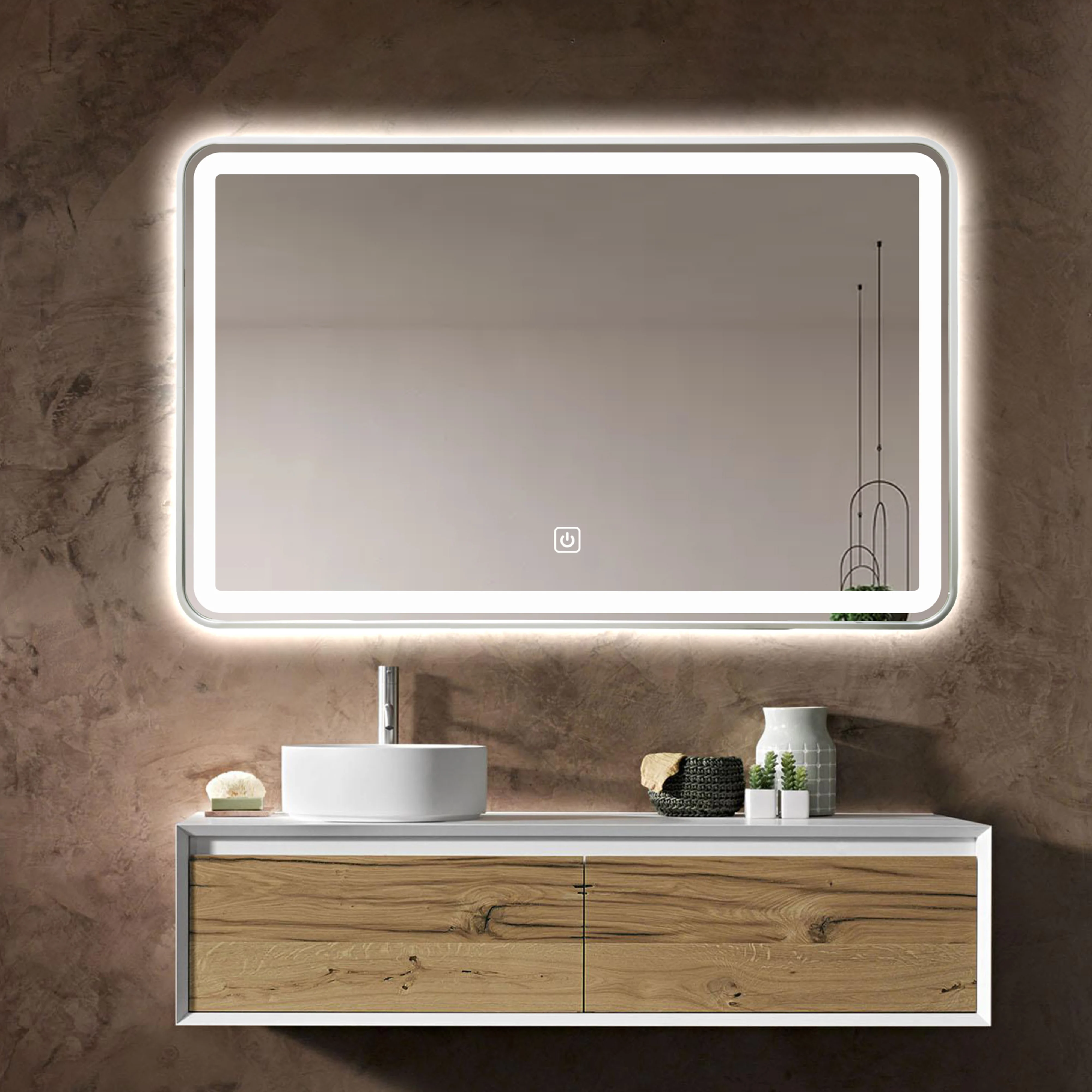 Illuminated Anti-Foggy Bathroom vanity large mirror with led lights mirror wall mirror bath touch sensor switch