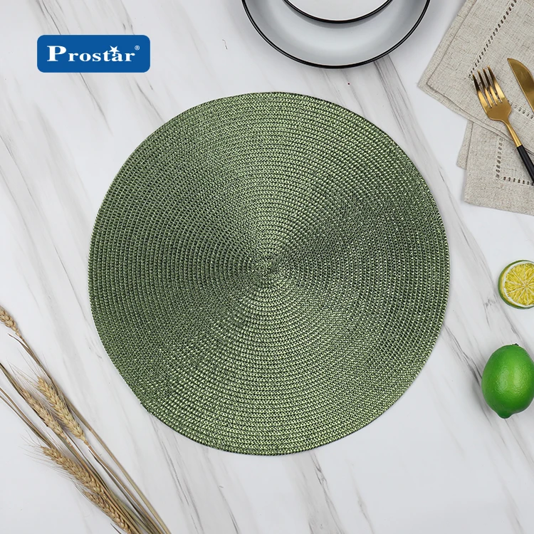 Блестящая металлическая Золотая круглая полипропиленовая плетеная подстилка для Рождественского украшения
