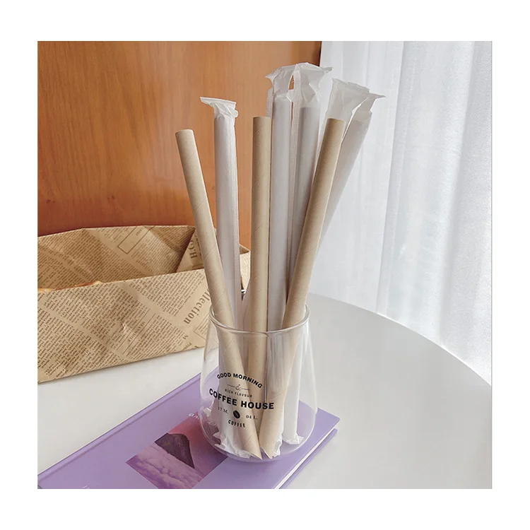 100% Eco Friendly Disposable Paper Bamboo Drinking Straw Biodegradable Customized Logo Reusable Bamboo Straws