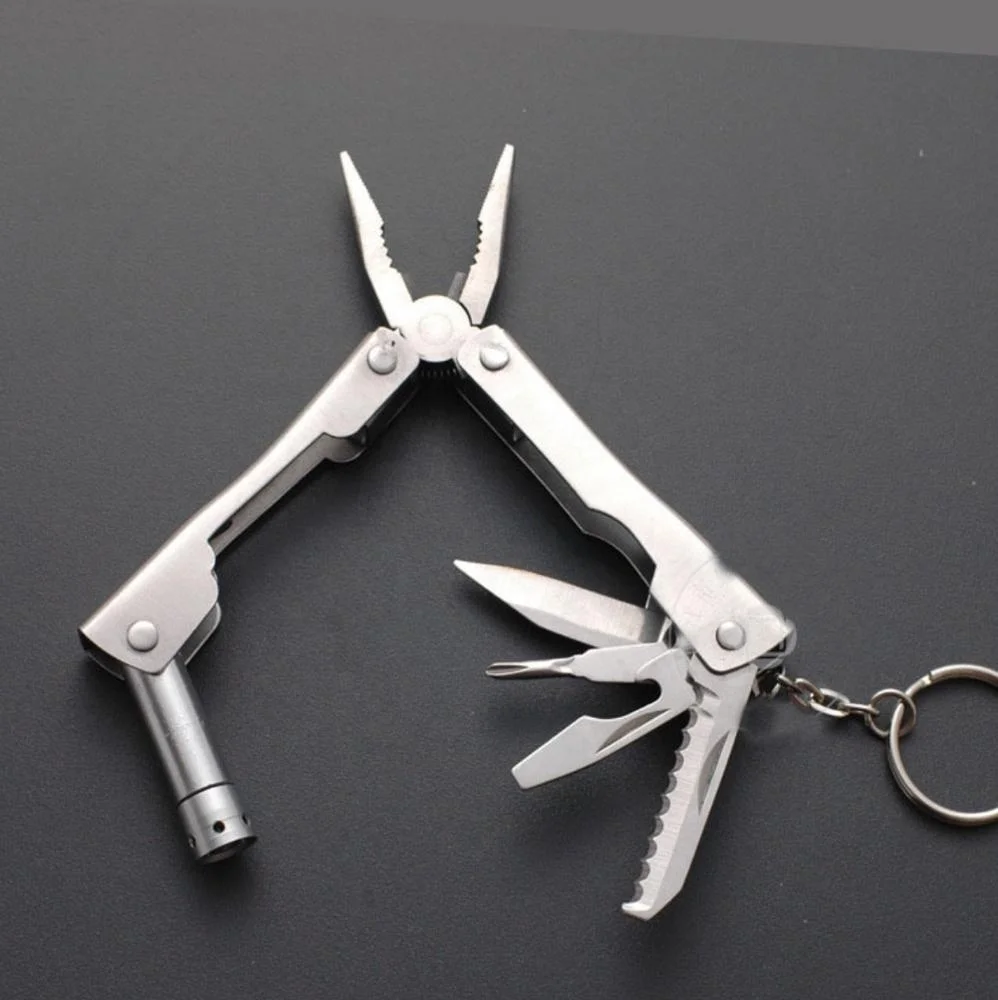 Stainless multi function pocket multifunction tool pliers with light