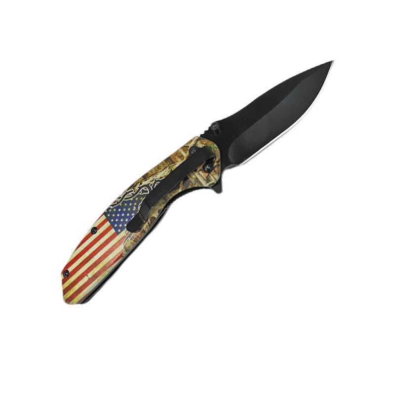 Industrial Stainless Steel Folding Knife 3D Aluminum Handle Black Blade Pocket Knife Camping Customizable OEM Laser Engraved