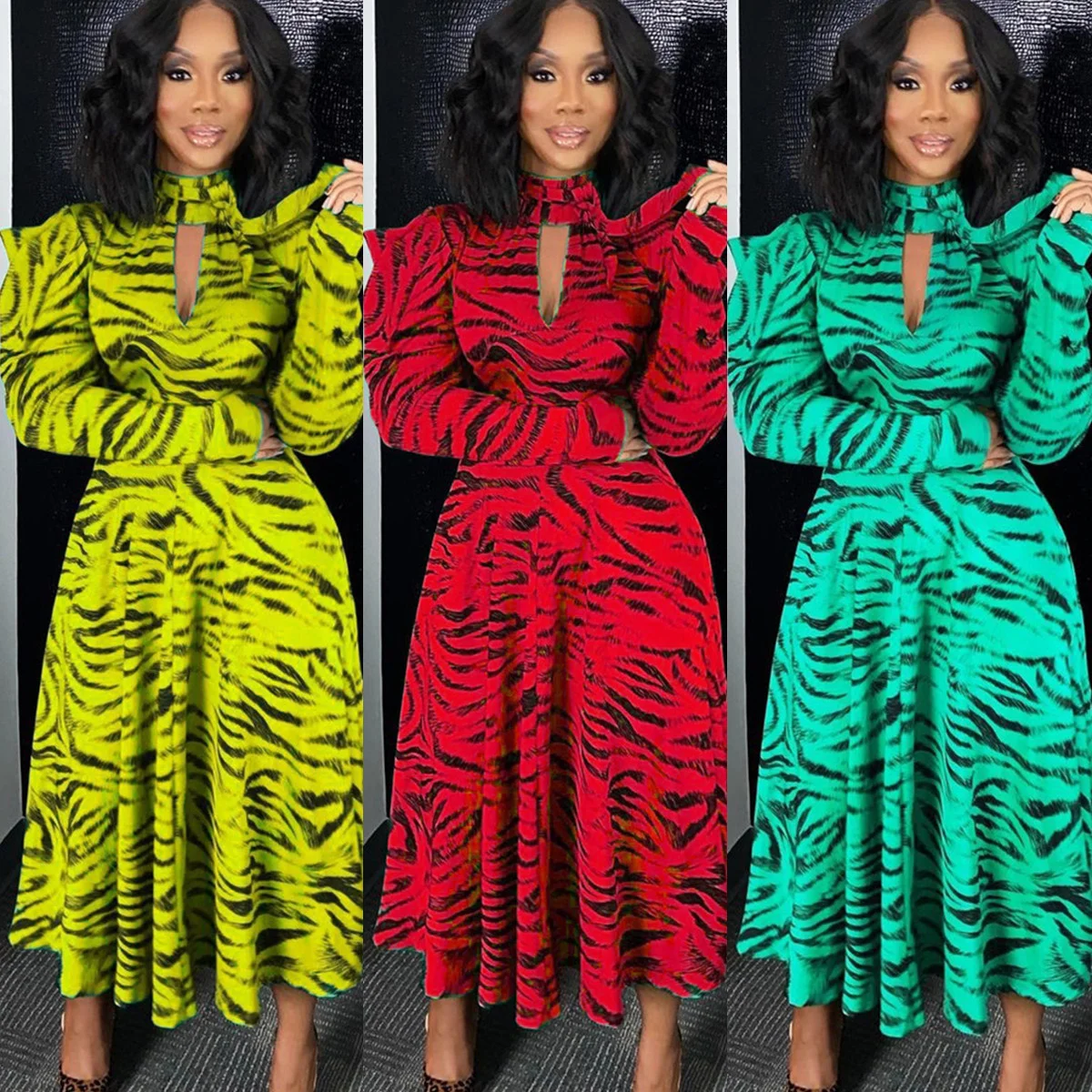 LF-301 Women Clothing Dress Summer Casual Maxi Dress Long Sleeve Floral  Wholesale Fashion Sexy Dresses Women Lady Elegant