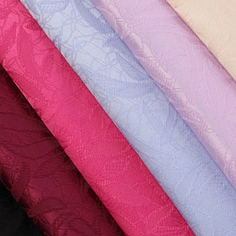 top quality 100% polyester Leaf color butyl jacquard fabric for Imitation silk dress skirt pajamas for women