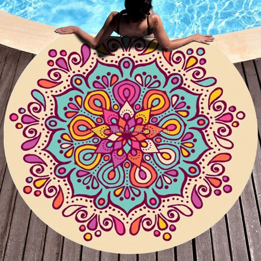 Circular UltraFiber Beach Blanket: Premium Microfiber Round Towel for Stylish Beach Lounging