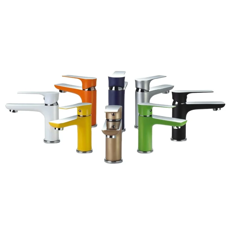 China Factory Price European Style Mini Body Two Handles 3 Hole Bathroom Golden Faucets Colorful Basin Tap Griferia