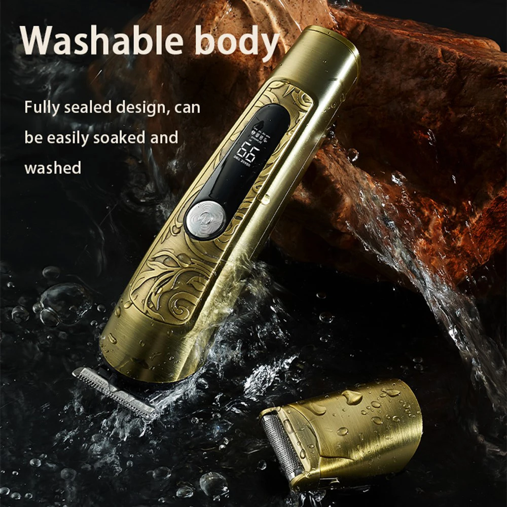 FK-9006 Multifunctional Retro Metal Waterproof Electric Trimmer Set Professional 6 in 1 Cordless Electric Hair Clipper