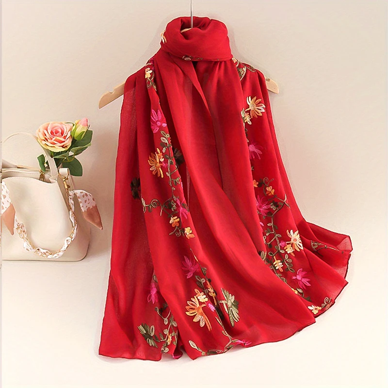 Custom female thick soft female handkerchief scarves are embroidered for women