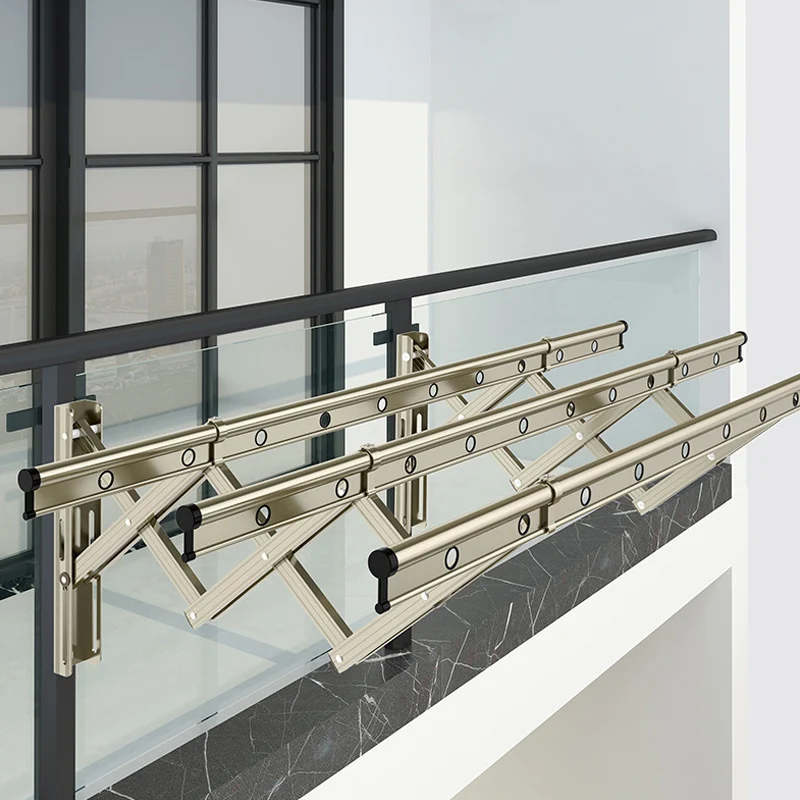 outdoor wall mount push-pull folding clothes hanger drying rack No rust aluminium telescopic clothes-hanger