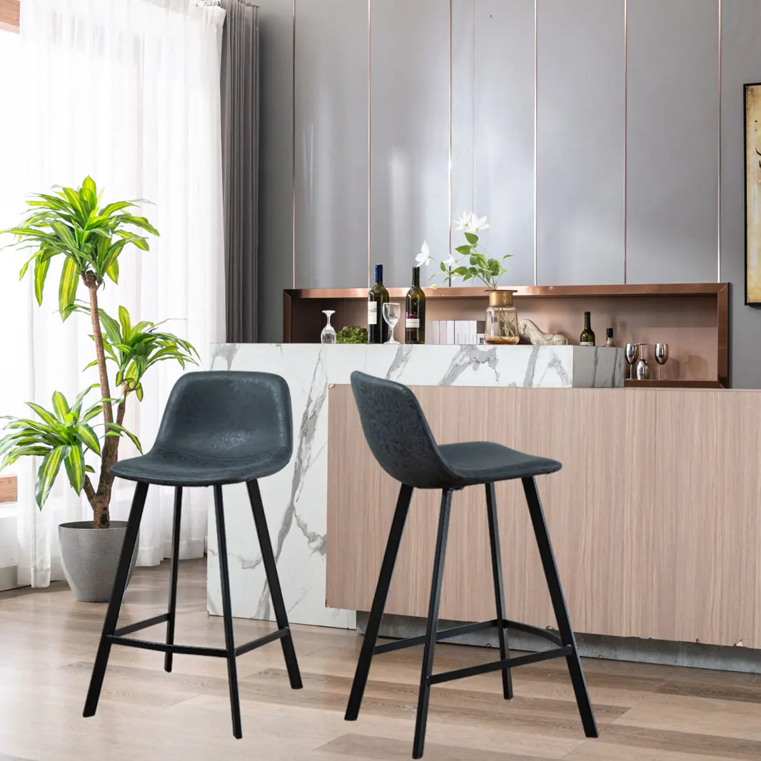 RUNDA 2022 wholesale Manufacture custom High quality classic u-shaped Hight Legs Bar Chair Black Bar Stool
