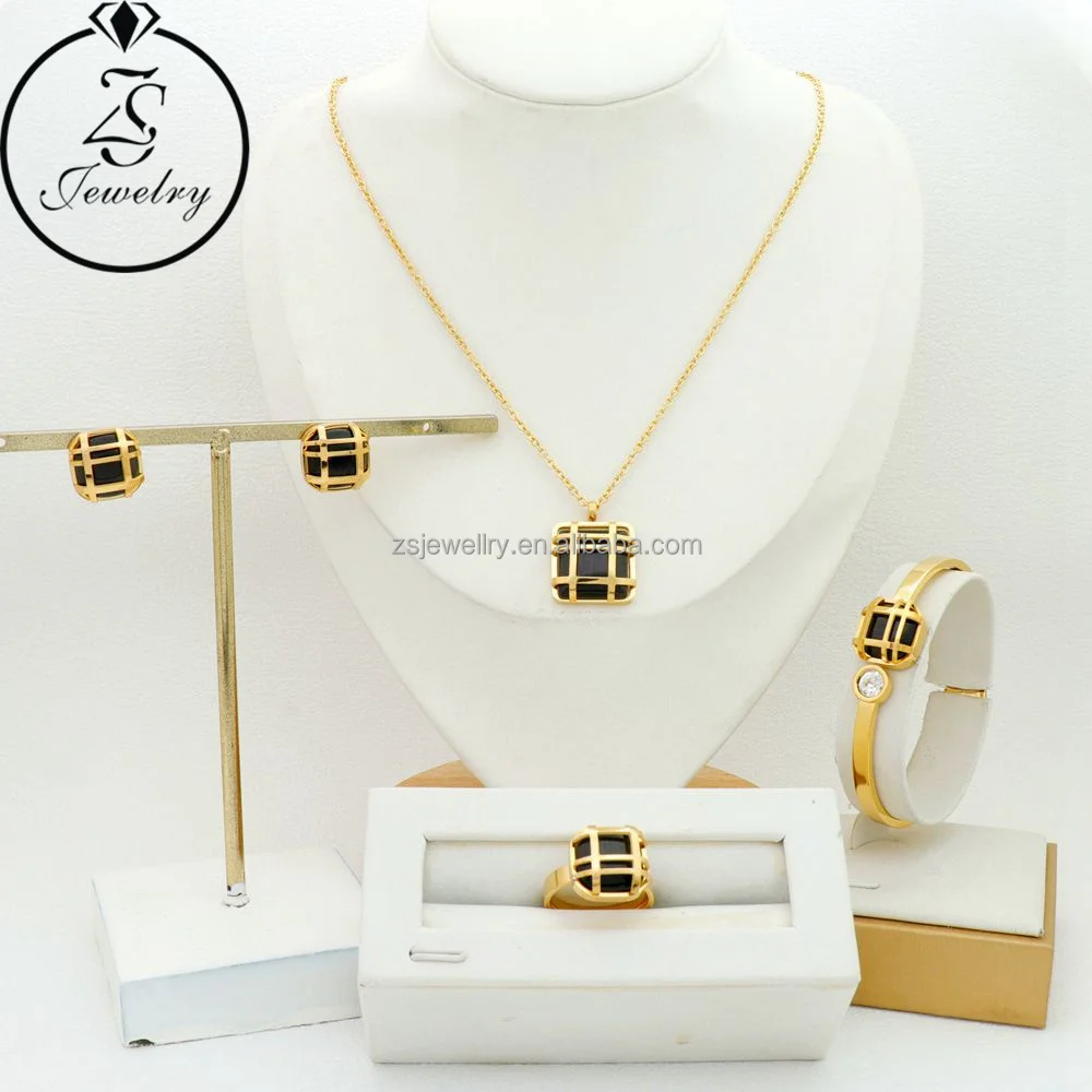 Zircon Fashion Women Bracelet Gold Plated 24K Dubai Diamond Women Stainless Steel Jewelry Women Girl Gift Sets