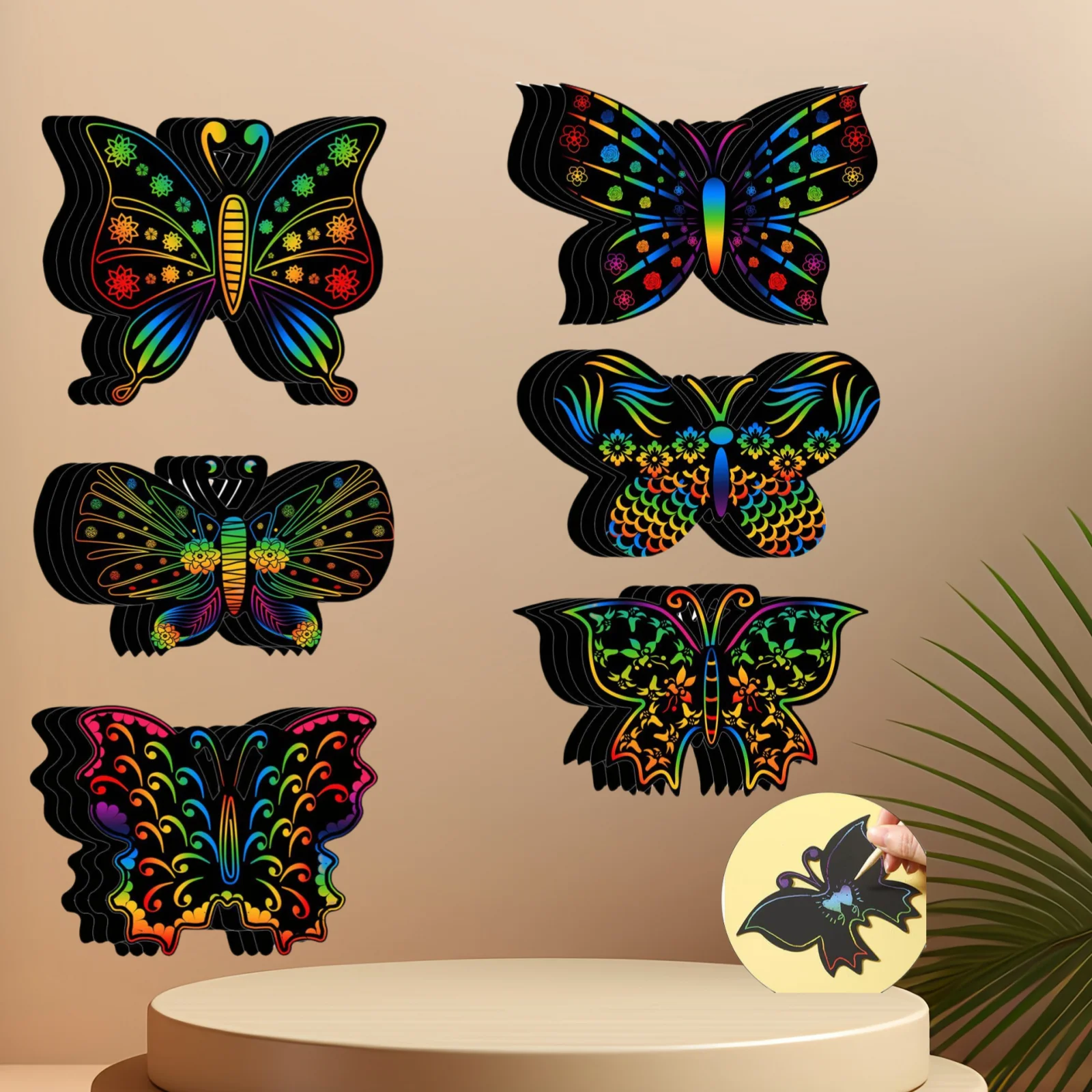 Hot Sales Children Colorful Scratching Graffiti Easter Alien Scratching Colorful Handmade Scratch Paper