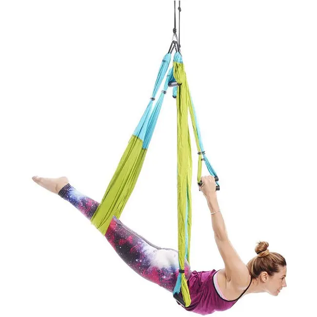 
Sling inversion swing kit yellow aerial yoga silk, ultralight parachute flying aerial yoga equipment 