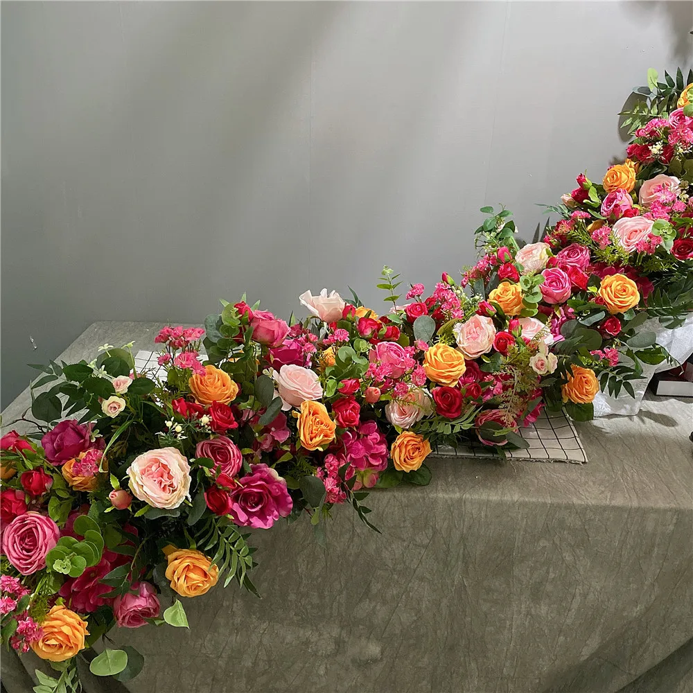 KCRF-084 Hot Pink Flower Runner Wedding/display/event Decoration Country Wedding Floral Table Runners Arrangements