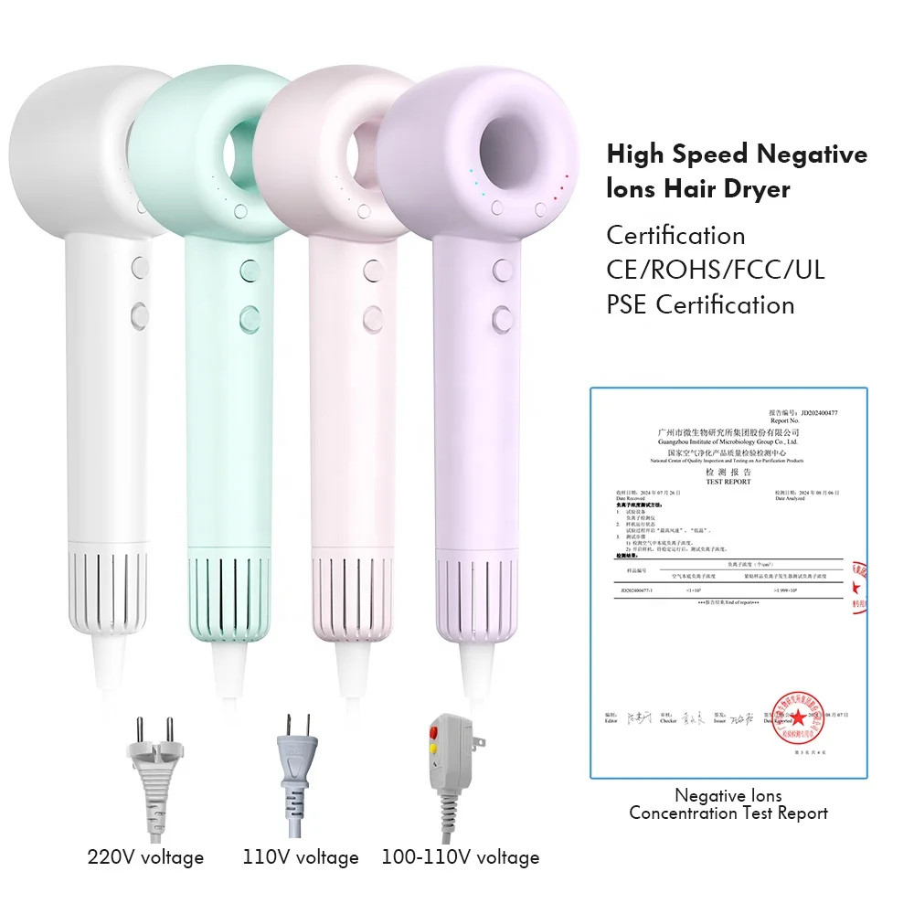 Professional Ionic Mini Hair Dryer Low Noise Blow Dryer with Concentrator Nozzle & Diffuser Attachments for Home Salon Travel