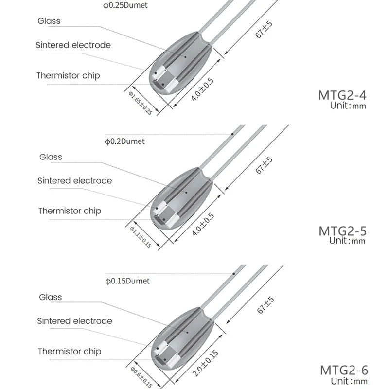 Стеклянный герметичный датчик температуры ntc air 2,065 k 3950k 2.5%
