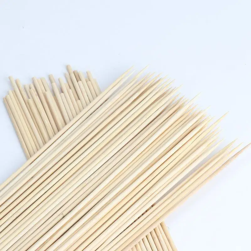 Barbecue Bamboo Sticks Large Bamboo Bbq Wood Stick Skewer 40 Cm Long Hot Dog Bamboo Barbecue Stick