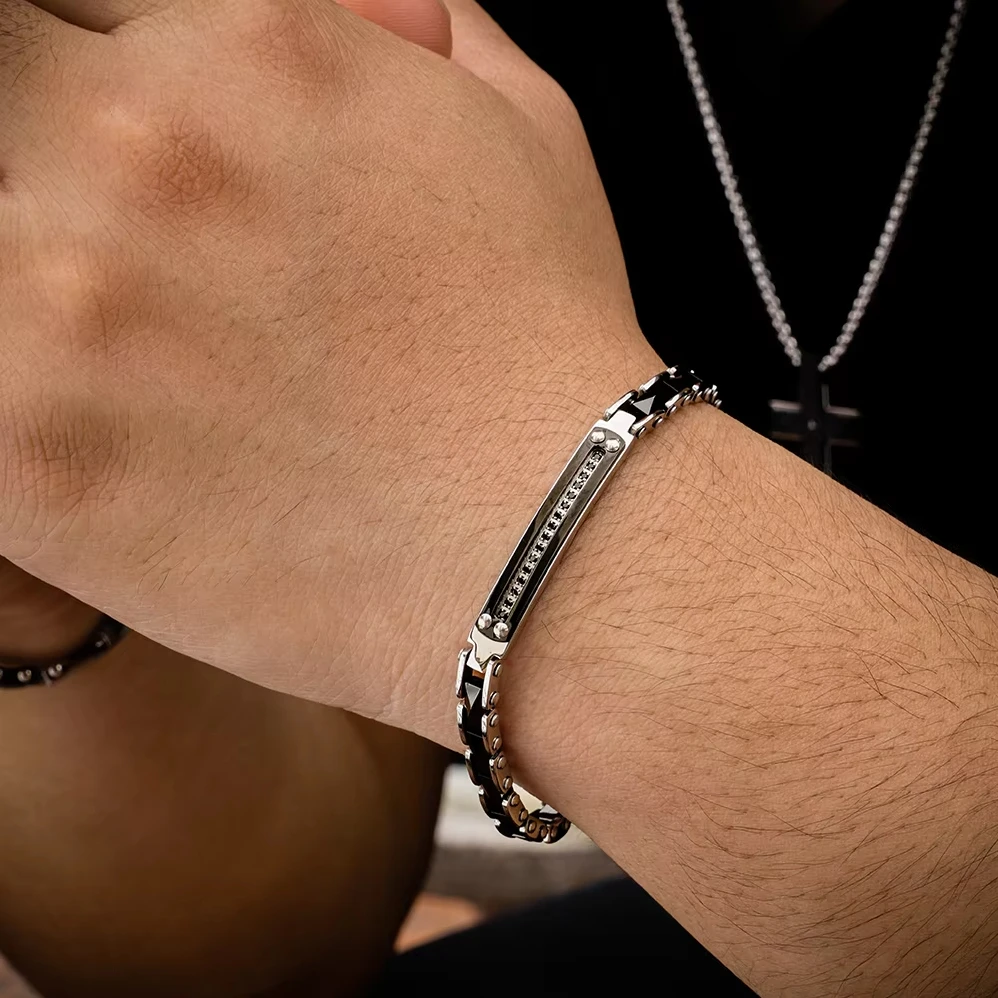 New Fashion Jewelry Bracelets High Quality Ceramic 316 Stainless Steel Bracelet Men