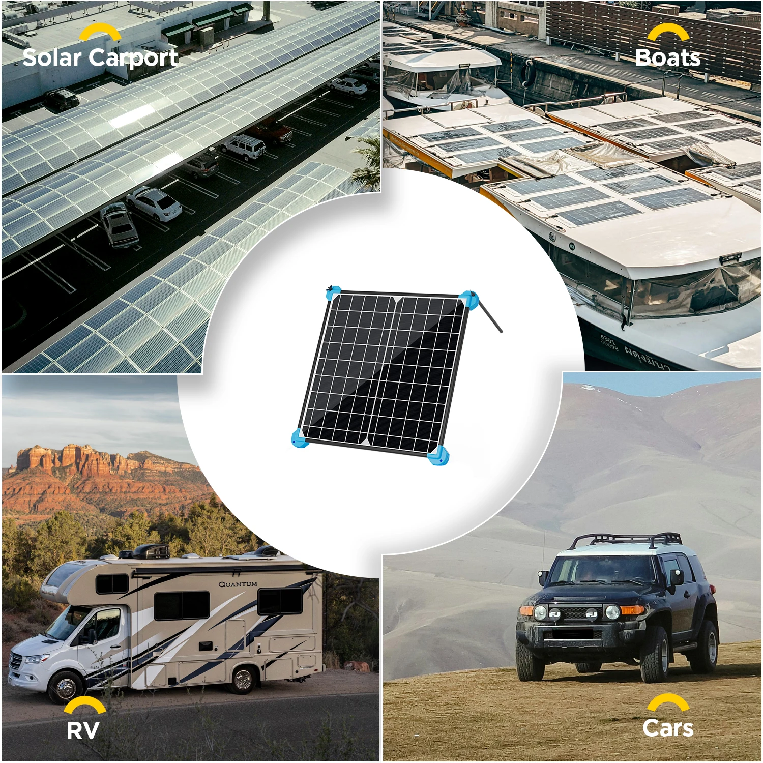 30W 12V Solar Panel Waterproof Kit Battery Charger Trickle Maintainer for RV Boat Car Motorcycle Snowmobile