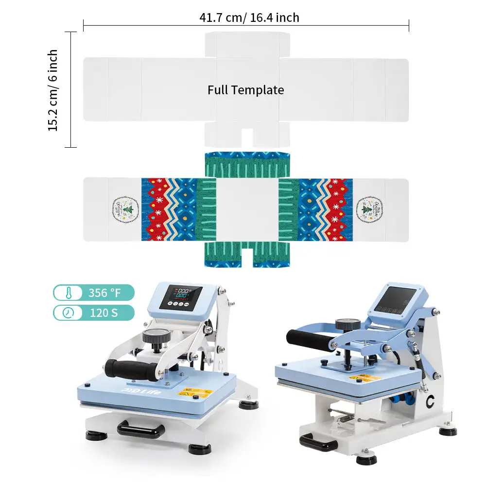 PYD Life Sublimation Boxes Blanks Custom Christmas Paper Packaging Gift Box for 11oz Ceramic Mug with Golden Ribbon