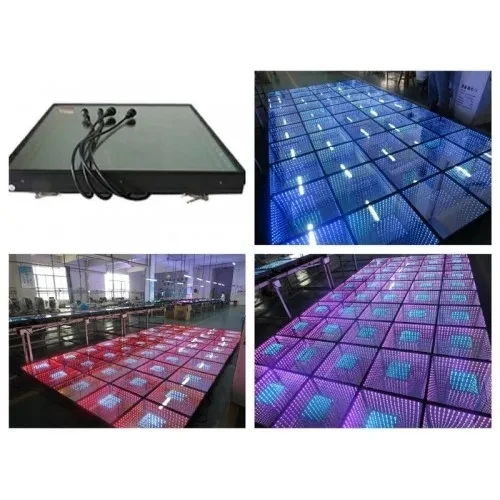 3D Infinity Toughened Tiles Panels Mirror LED Dance Floor Stage Light For Club Wedding Birthday Party Disco Lamp