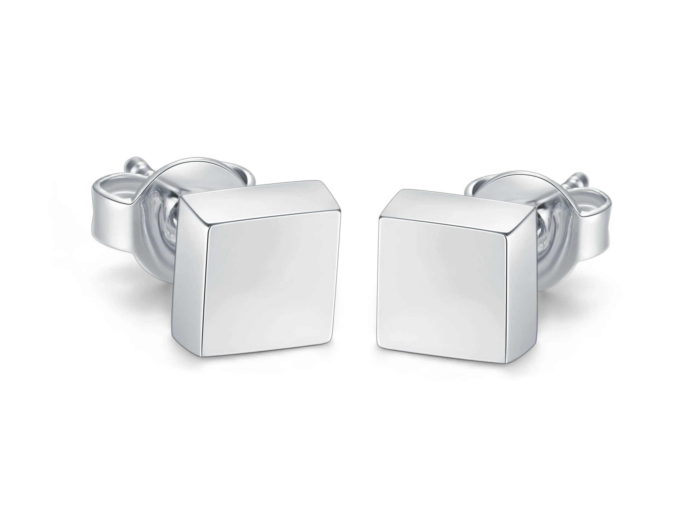 Elegant fine trendy women jewelry 925 sterling silver plain studs earrings