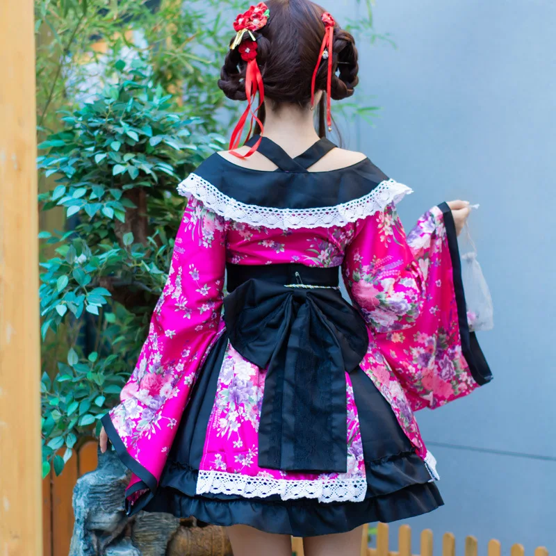 Lolita Maid Dress Anime uniforms Halloween Costume  Japanese Traditional Kimono pajamas Cosplay Costume
