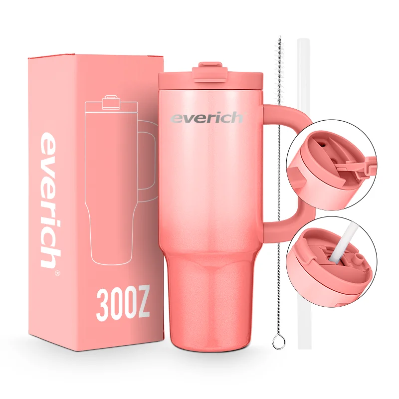 Everich keep hot and cold double wall 30oz stainless tumbler with straw wholesale bulk