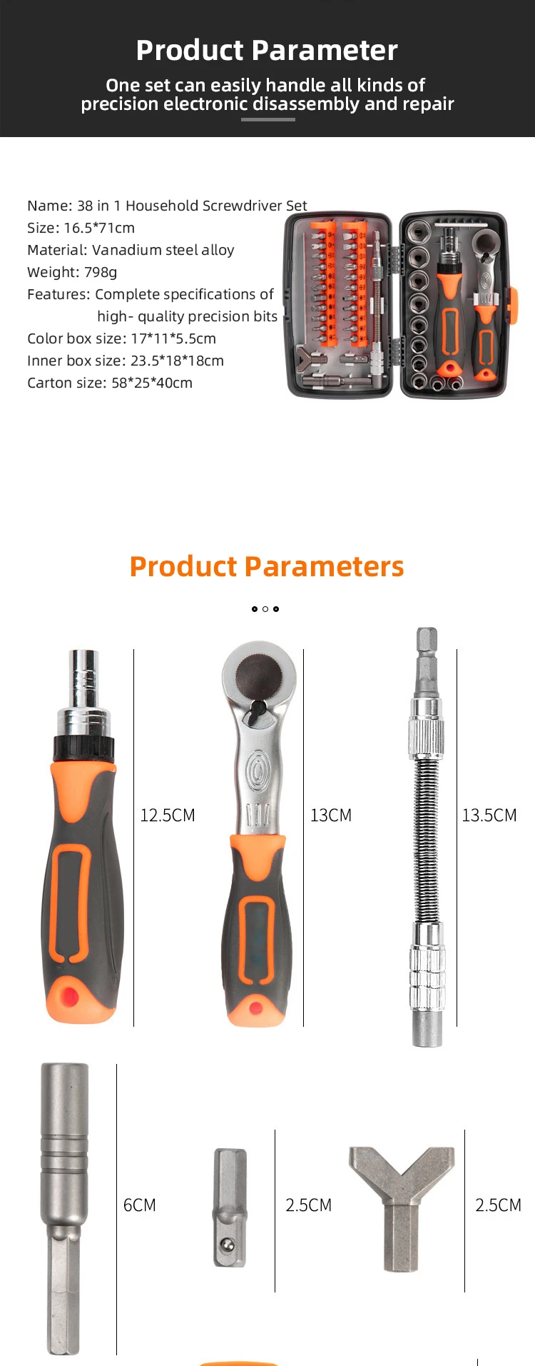 OEM Screwdriver Bits & Sockets Set Home Repair Tool Kit with Storage Case for Furniture/Car/Computer/Electronics Maintenance