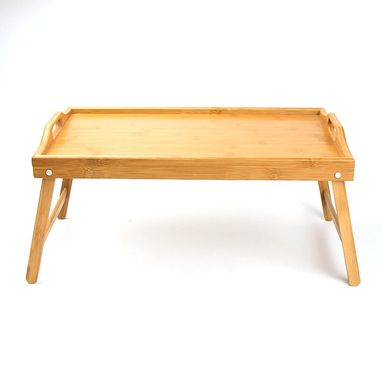 Durable Bamboo Serving Foldable Bamboo Laptop Bed Table Breakfast Tray With Folding Leg