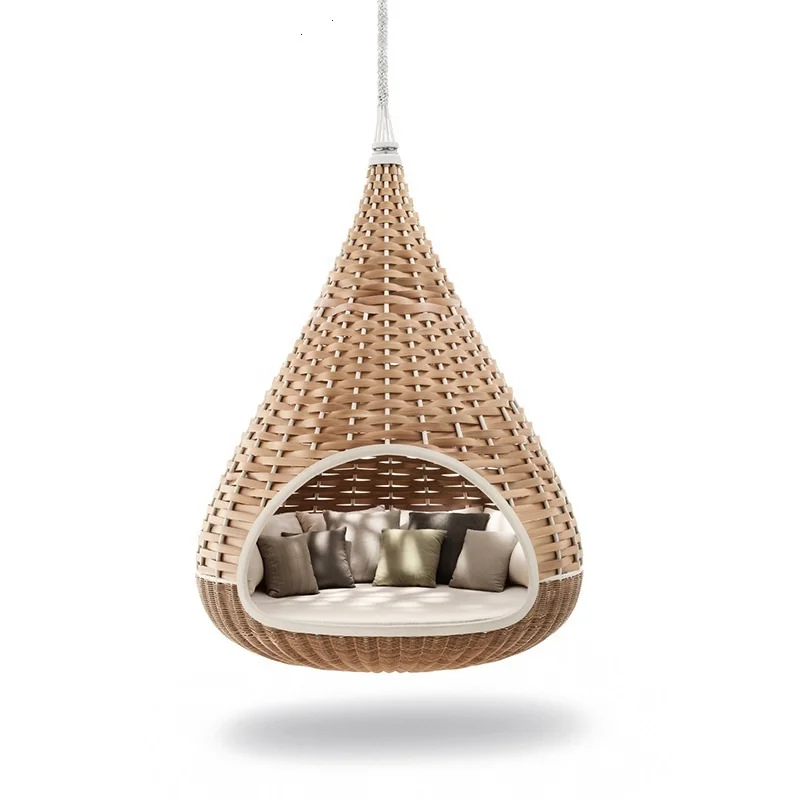 Comfortable wicker rattan furniture sri lanka round swing bed outdoor