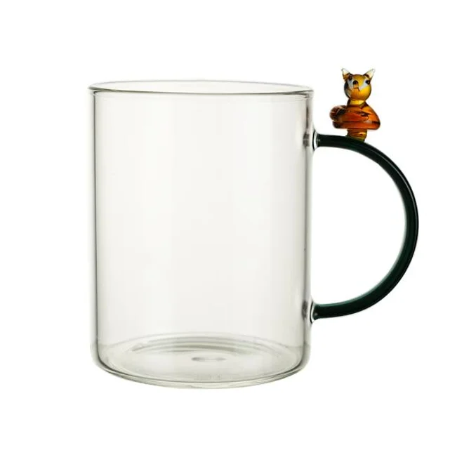 400ml Glassware Blown High Borosilicate Thickened Transparent Three Piece Set Glass Tea Cup With Lid