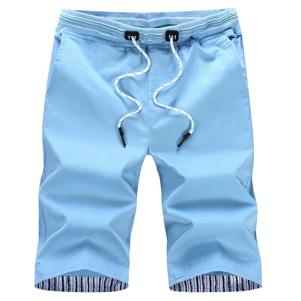 
Hot Sale Casual Beach Shorts Homme men Quality 100% cotton Bottoms Elastic Waist Fashion Brand Board shorts 