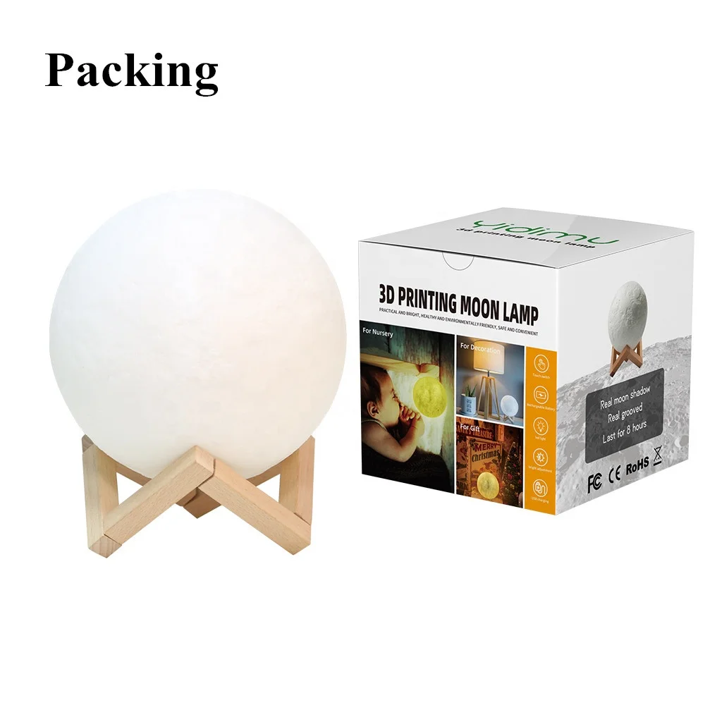 Оптовая продажа, 3D принтер, лампа в виде Луны с сенсорным управлением, 3D печать, лампы в форме Луны, ночник, рождественские подарки