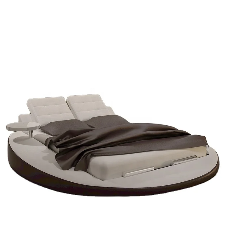 2021 Hot selling  Luxury Modern tufted upholstered bed Velvet Storage platform Round Bed