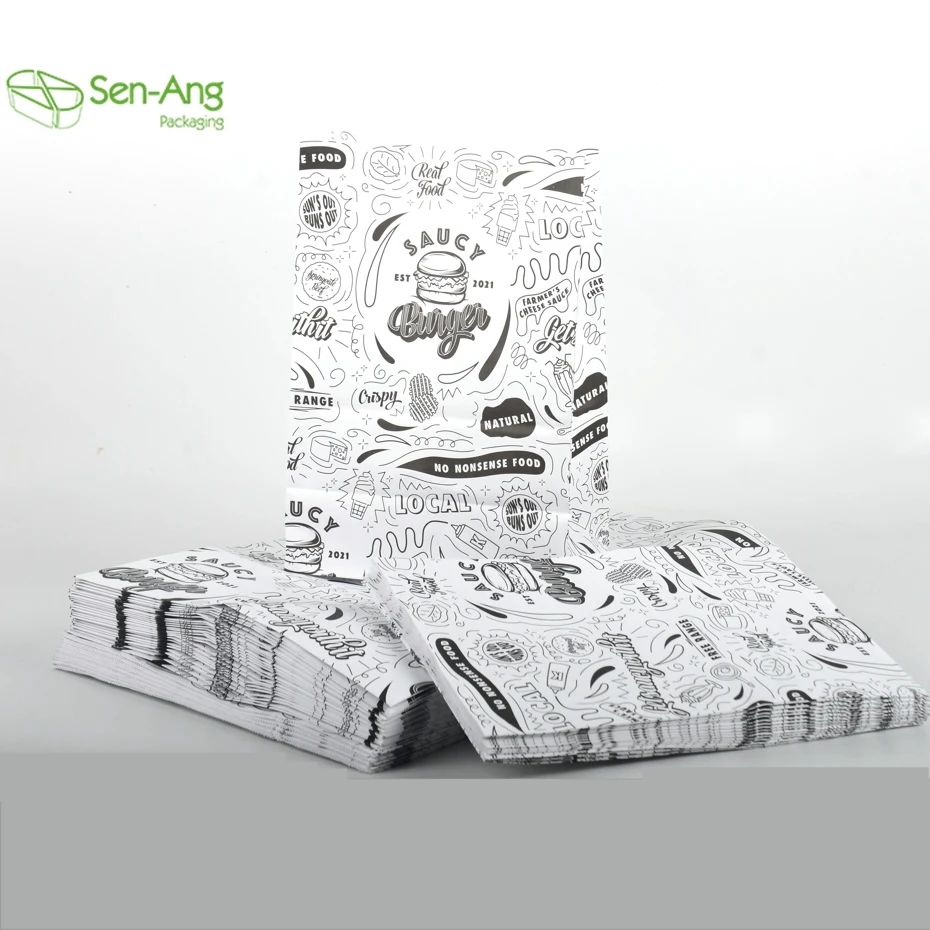 Senang02 Top Fashion Wholesale Retail Gift For Take Away Brown Kraft Paper Takeaway Bag Without Handle