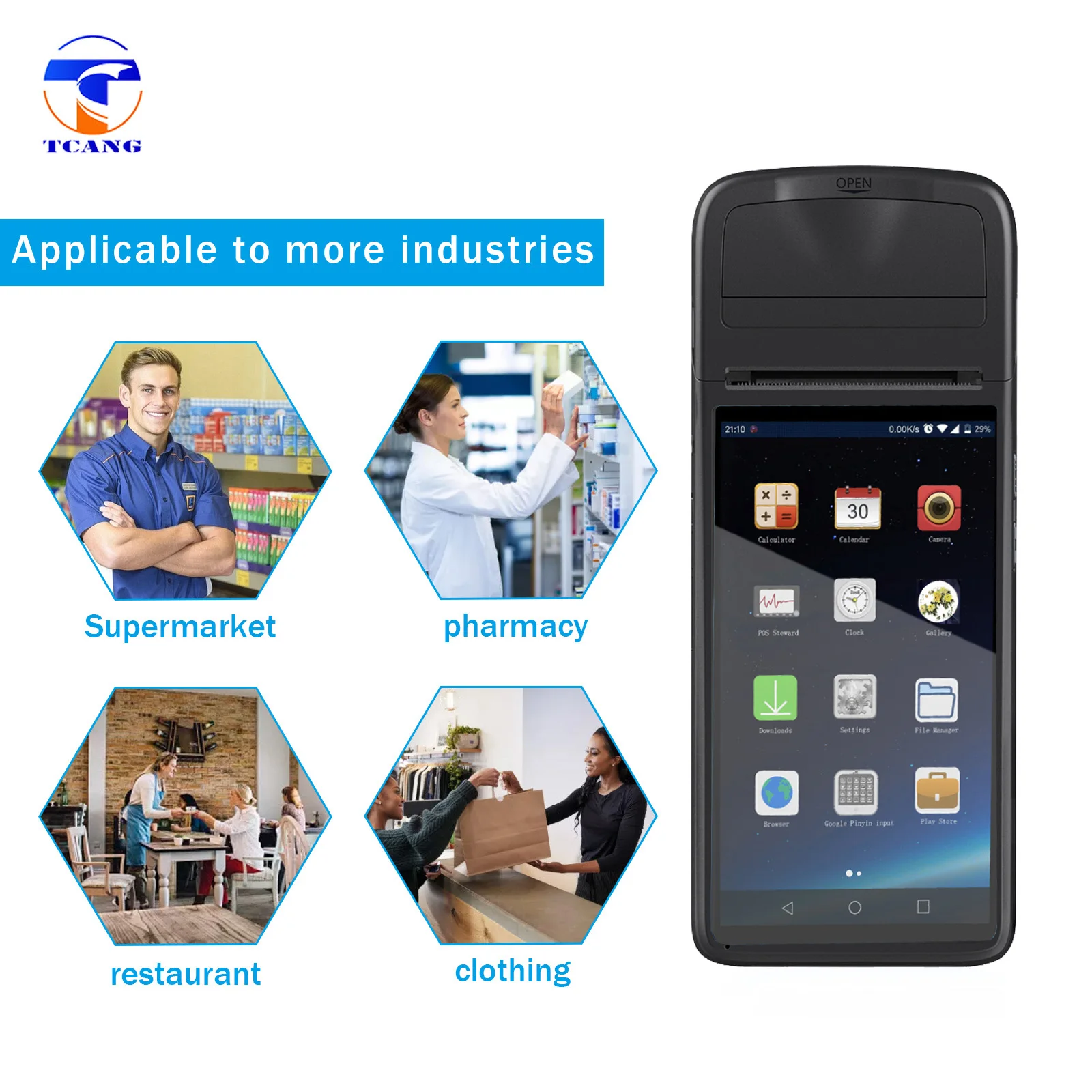 5.5inch cash register pos touch system mobile pos terminal 3g android handheld pos with barcode scanner