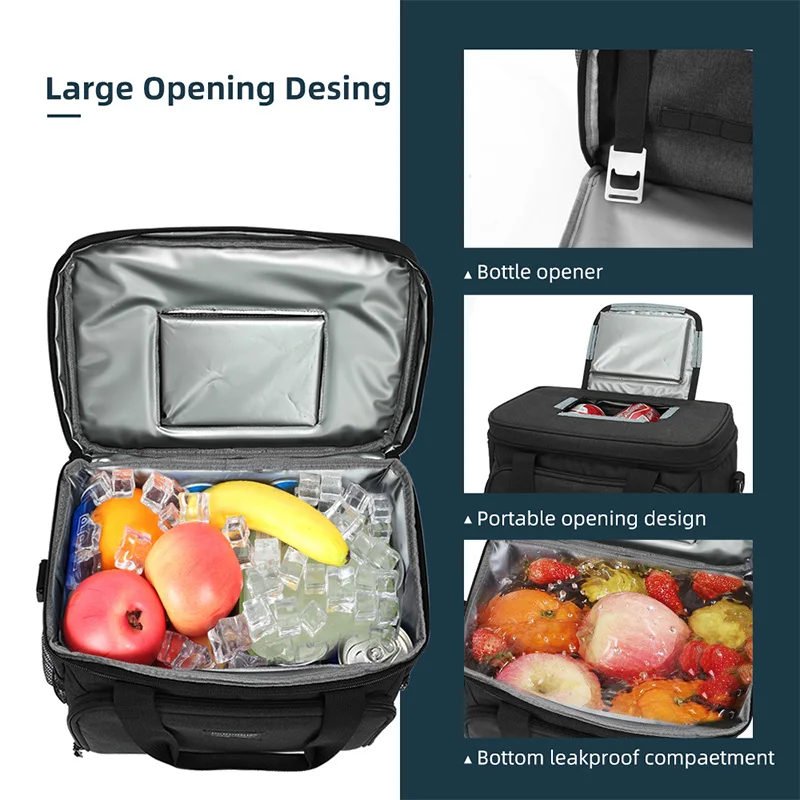 China supplier wholesale high capacity reusable shoulder lunch bags big size picnic bag portable food ice cooler box for camping