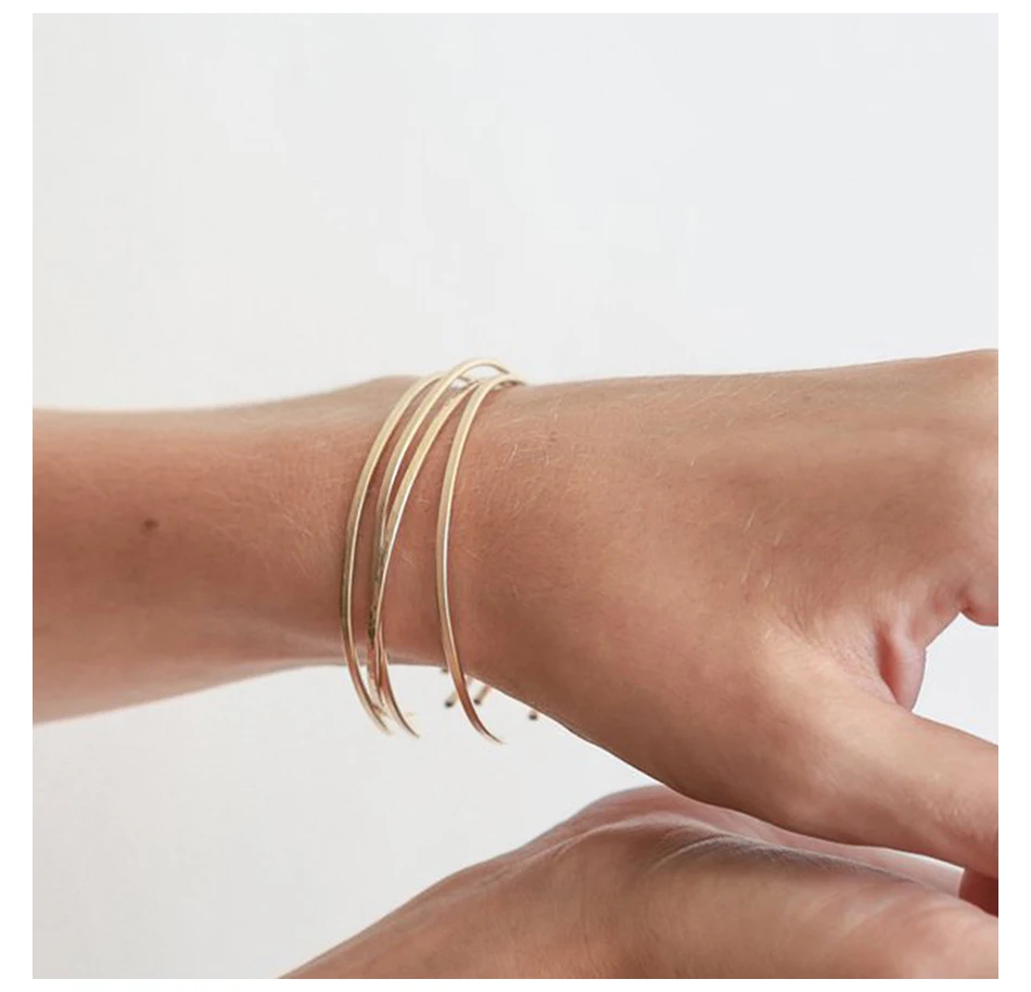 Top 10 sellers amazon Wholesale Classic Multilayers Cuff 316 L Stainless Steel Gold Plated Jewelry Bracelet Bangle Women