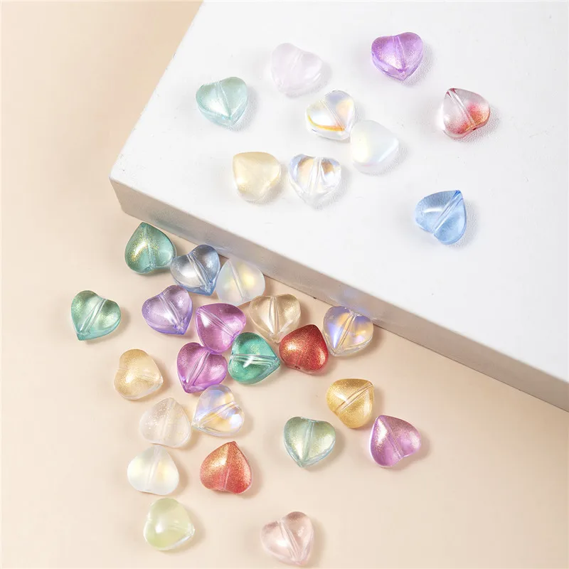 8mm Colorful Heart Beads For Bracelet Jewelry Interval love beads For Jewelry Making DIY Handmade Accessories