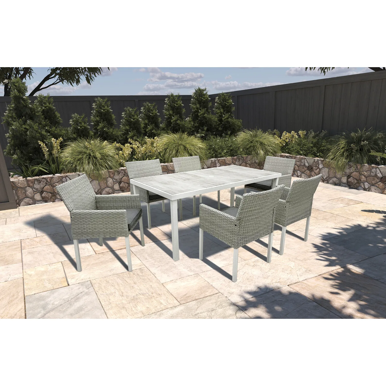 AJUNION 7 Piece Outdoor Furniture Dining Set Garden Furniture Table and Chairs Set