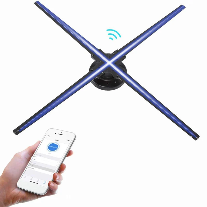 Новый дизайн Wi-Fi управление через приложение 3D Голограмма рекламный вентилятор голографический